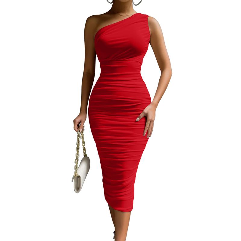 Single Shoulder Midi Dress