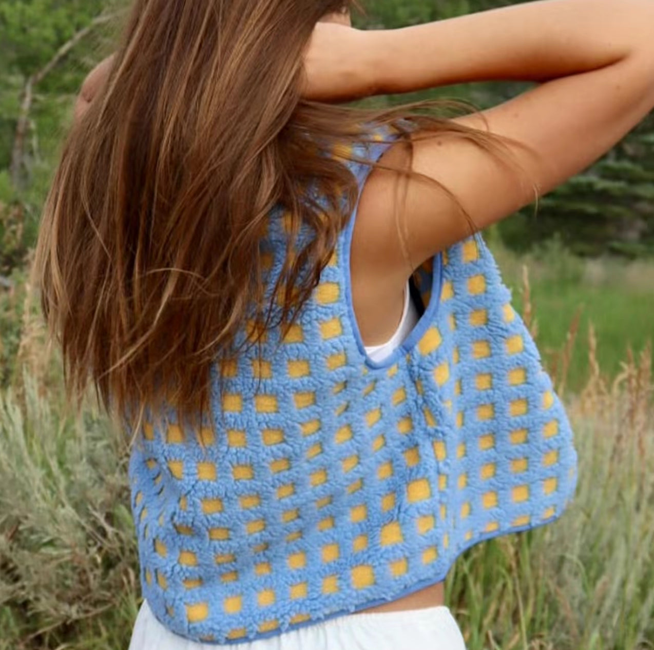 Checkered Sherpa Vest