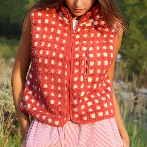 Checkered Sherpa Vest