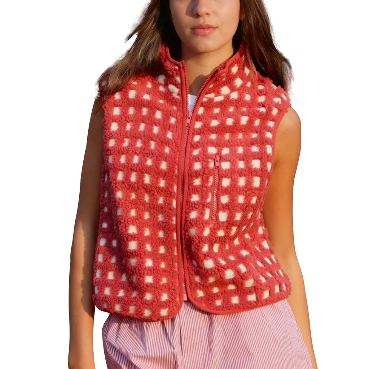 Checkered Sherpa Vest