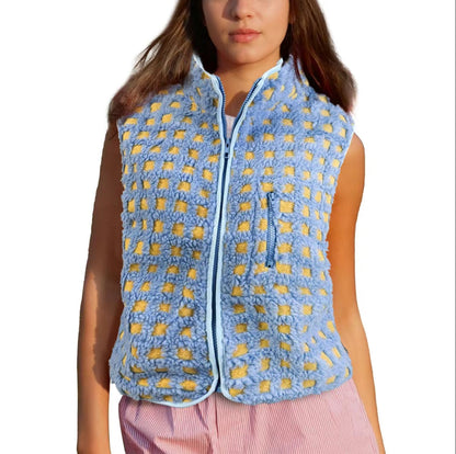 Checkered Sherpa Vest
