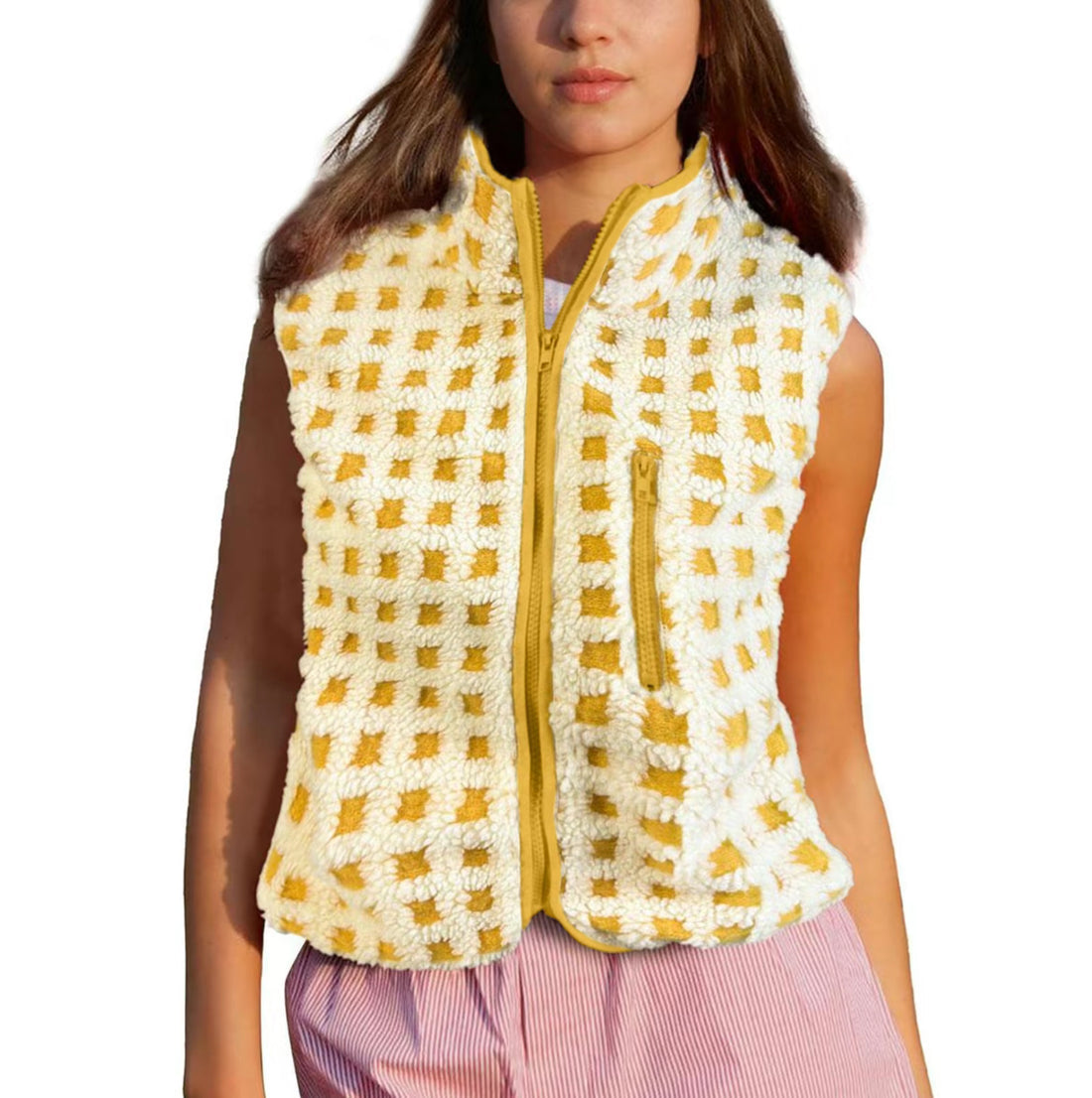 Checkered Sherpa Vest