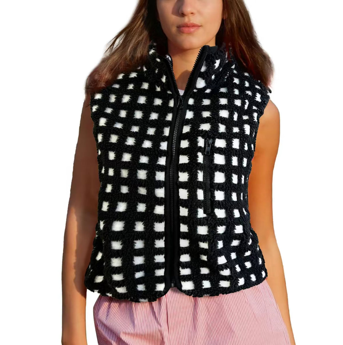 Checkered Sherpa Vest